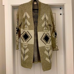 debut Hunter Green and Cream Mid Length Sweater Size M